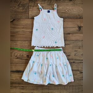 GAP White Tank & Skirt Set with Pastel Embroidery